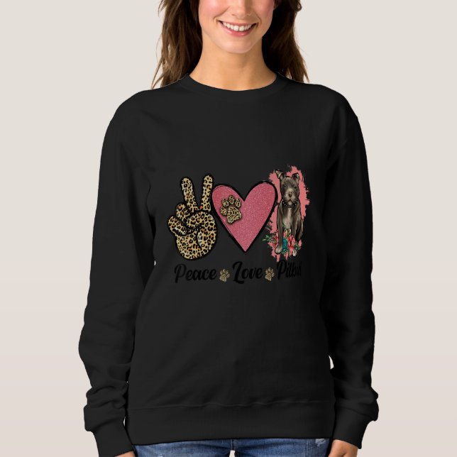 Peace Love Pitbull Leopard Heart Floral Outfit for Sweatshirt (Vorderseite)