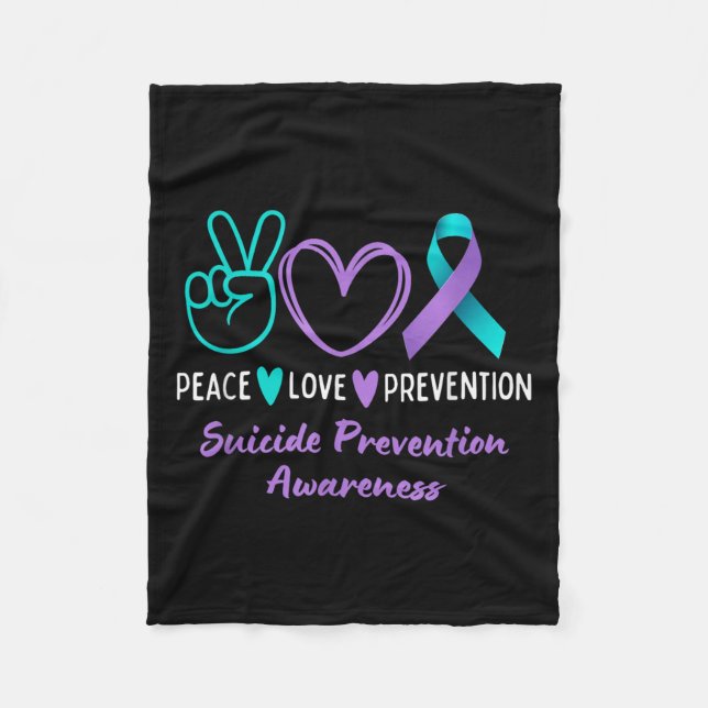 Peace Love Prevention Suicide Awareness Teal Purpl Fleecedecke (Vorderseite)