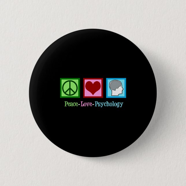 Peace Love Psychology Cute Psychologist  Button (Vorderseite)