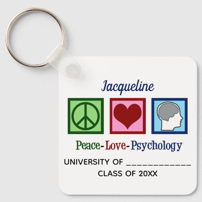 Peace Love Psychology Major Cute Custom Graduation Schlüsselanhänger (Vorderseite)