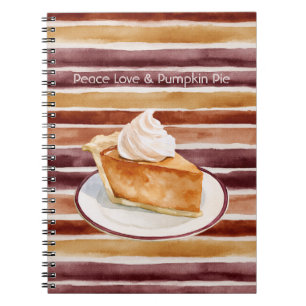 Peace Love & Pumpkin Pie Burgunder Pfirsich Streif Notizblock