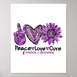 Peace Love Purple Sunflower Drogenüberdosis-Bewuss Poster