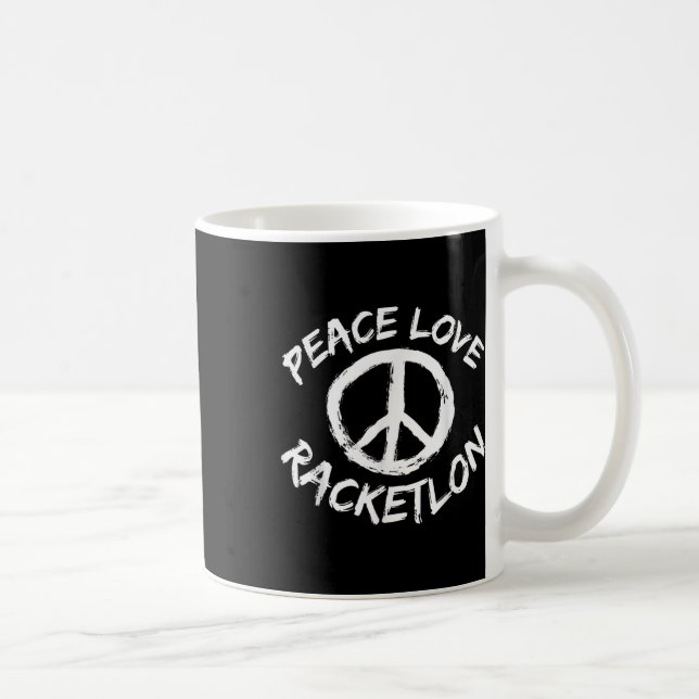 Peace Love Racketlon Slogan Design Racketlon Spiel Kaffeetasse (Rechts)