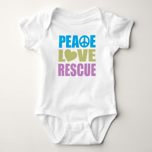 Peace Love Rescue Baby Strampler (Vorderseite)