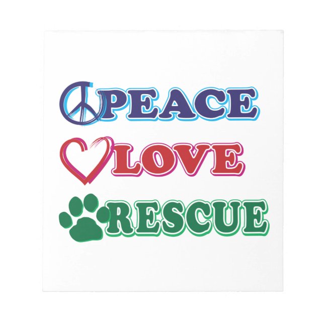 Peace Love Rescue Notizblock (Vorderseite)