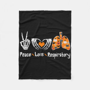 Peace Love Respiratory Therapist Skeleton Fun Hall Fleecedecke