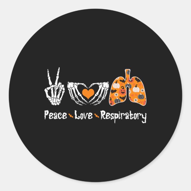 Peace Love Respiratory Therapist Skeleton Fun Hall Runder Aufkleber (Vorderseite)