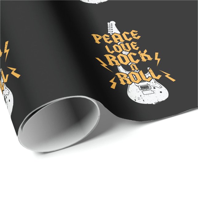 Peace Love Rock N Roll Geschenkpapier (Rolleneckpunkt)