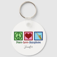 Peace Love Saxophone Cute Monogram Blue