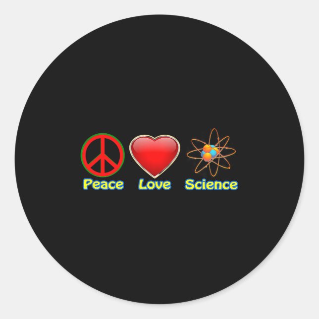 Peace Love Science  Runder Aufkleber (Vorderseite)