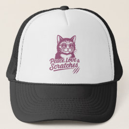 Peace, Love & Scratches Funny Cat Truckerkappe