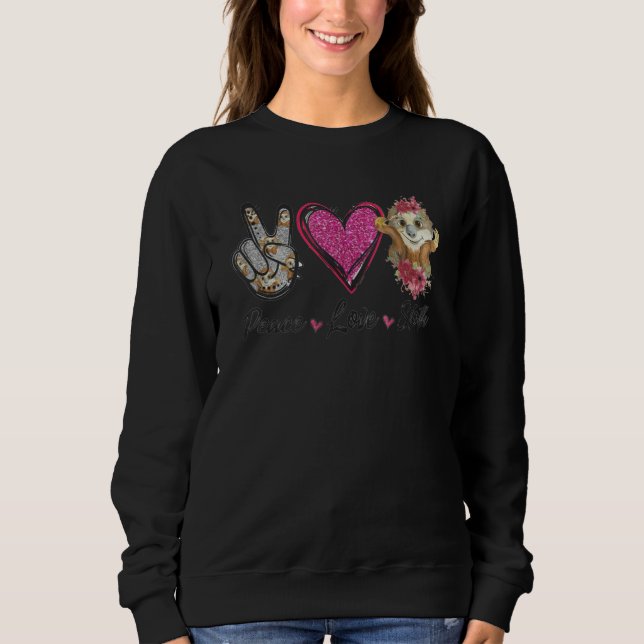 Peace Love Sloth Hand Sign Heart Sloth Lovers Wome Sweatshirt (Vorderseite)