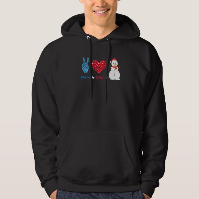 Peace Love Snowman Leopard Heart Santa Hat  Christ Hoodie (Vorderseite)