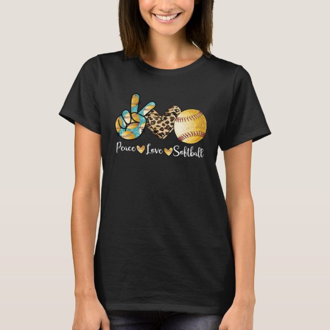 Peace Love Softball  Mom   Pitcher Catcher T-Shirt (Vorderseite)