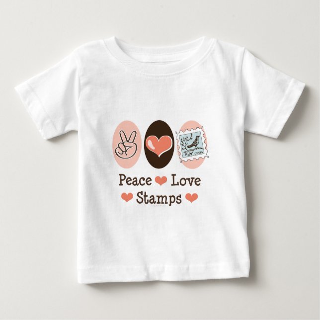 Peace Love Stamps Postage Stamp Baby T shirt (Vorderseite)