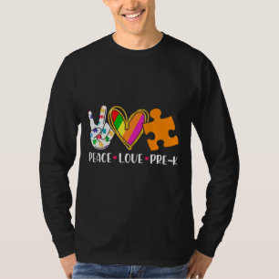 Peace Love Support Autism Pre K Student Teacher Ki T-Shirt