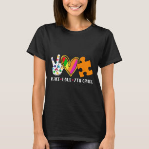 Peace Love Support Autism Seventh Grade Student Te T-Shirt
