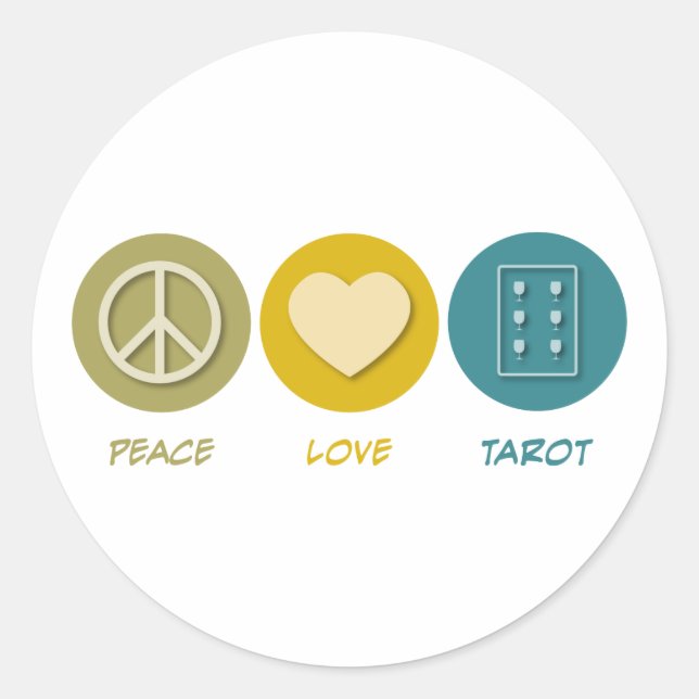 Peace Love Tarot Runder Aufkleber (Vorderseite)