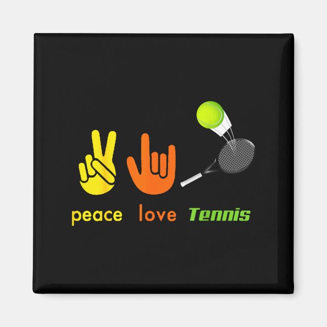 Peace Love Tennis Funny Tennis Lovers Hand Sign De Magnet (Vorne)