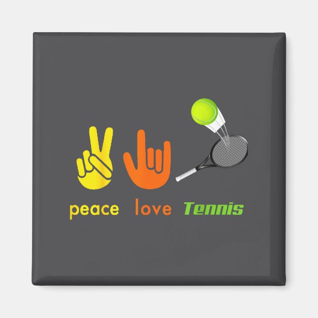 Peace Love Tennis Funny Tennis Lovers Hand Sign De Magnet (Vorne)