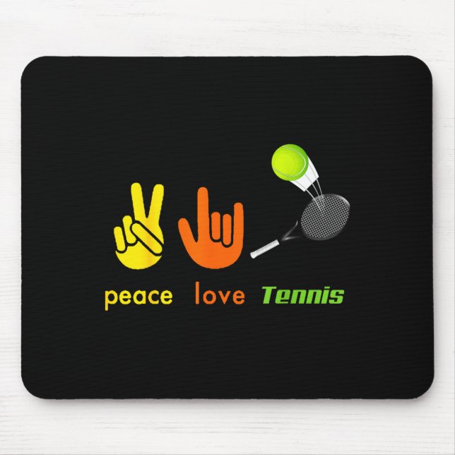Peace Love Tennis Funny Tennis Lovers Hand Sign De Mousepad (Vorne)