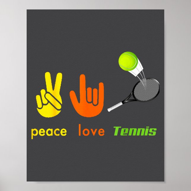 Peace Love Tennis Funny Tennis Lovers Hand Sign De Poster (Vorne)