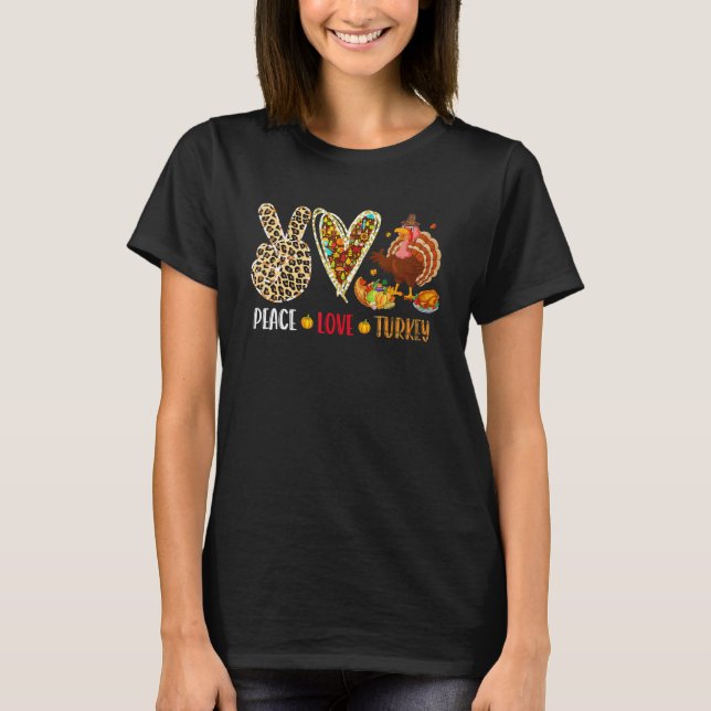 Peace Love Turkey Fall Turkey Leopard Peace Hand S T-Shirt (Vorderseite)