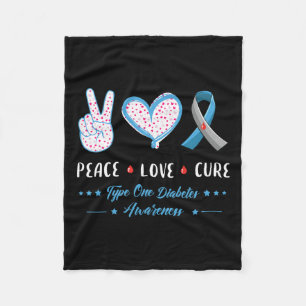Peace Love Typ-1-Diabetes-Bewusstsein Männer Fraue Fleecedecke
