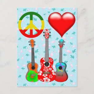 Peace Love Ukuleles Postkarte