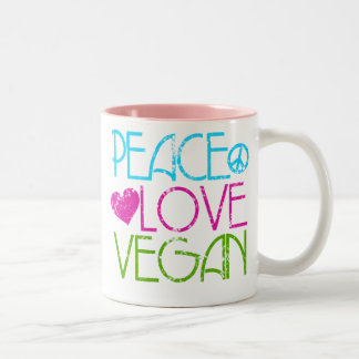 . Peace.Love.Vegan. Zweifarbige Tasse