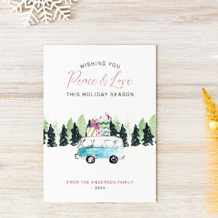 Peace & Love Vintage Van Weihnachtsgeschenke Feiertagskarte