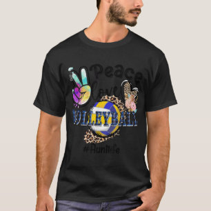 Peace Love Volleyball Aunt Life Mom Grandma Leopar T-Shirt