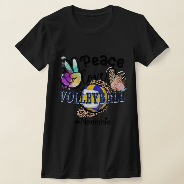 Peace Love Volleyball Nonni Life Mom Grandma Leopa T-Shirt (Ablage )