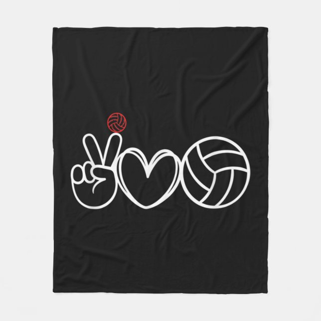 Peace Love Volleyball Player Graphic  Fleecedecke (Vorderseite)