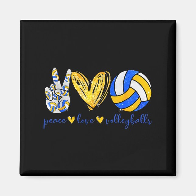 Peace Love Volleyball Retro Art Volleyball Player  Magnet (Vorne)