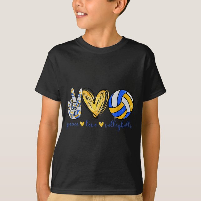 Peace Love Volleyball Retro Art Volleyball Player  T-Shirt (Vorderseite)