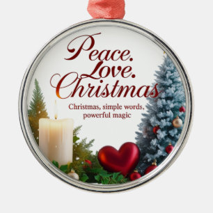 Peace Love Weihnachten Premium-Rundschmuck Ornament Aus Metall