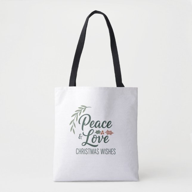 Peace & Love Weihnachts-Tragetasche (Vorderseite)