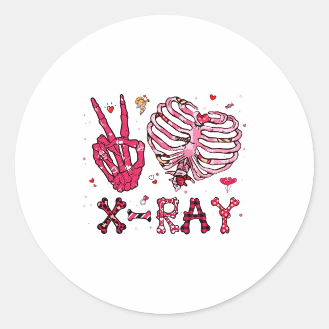 Peace Love X Ray Valentine  Runder Aufkleber (Vorderseite)