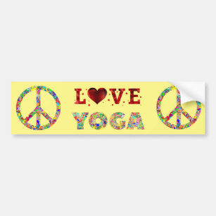 Peace Love Yoga Colorful Spiritual Autoaufkleber