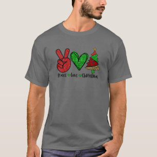 Peace Lover Chrismtas Kariert Peace Sign Herzchen T-Shirt