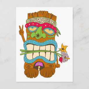Peace Lover, Floral Crazy Tiki Hippie Postkarte