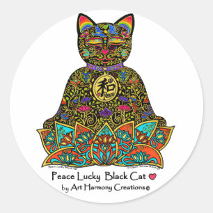 Peace Lucky Black Cat Sticker