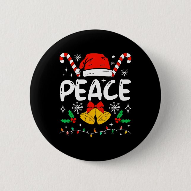 Peace Matching I Come In Peace Couples Santa Hat C Button (Vorderseite)