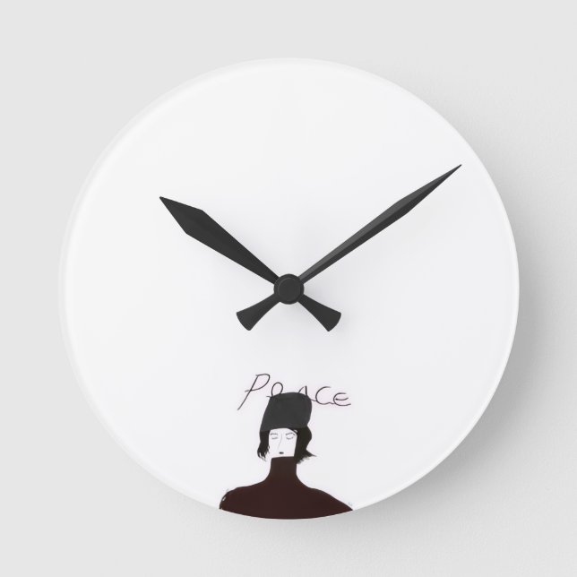 Peace Minimal Art Wall Clock Runde Wanduhr (Vorderseite)