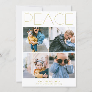 PEACE Minimalistisch vier FotoCollage Custom Holid Feiertagskarte