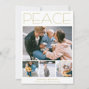 PEACE Minimalistisch vier Fotomaterial individuell Feiertagskarte