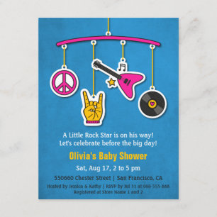 Peace Music Guitar Rock and Roll Baby Shower Einladung
