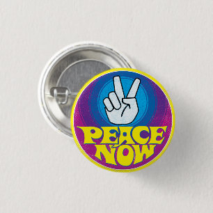 Peace Now Groovy Retro Hippie Style Paz Ahora Button