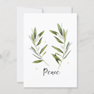 PEACE, Olivenblatt, Weihnachten, Urlaub, Aquarell, Einladung